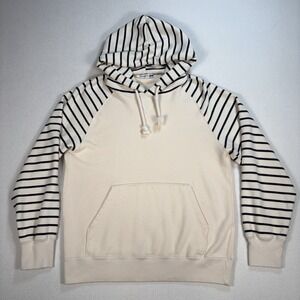 Uniqlo JW Anderson Hoodie Men's M Off-White Stripe‎ Pocket Drawstring 417602
